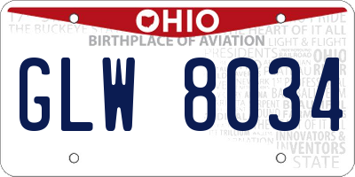 OH license plate GLW8034