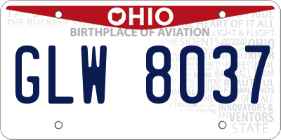 OH license plate GLW8037