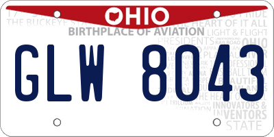 OH license plate GLW8043