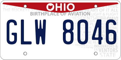 OH license plate GLW8046