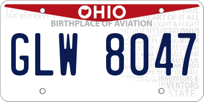 OH license plate GLW8047