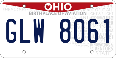 OH license plate GLW8061