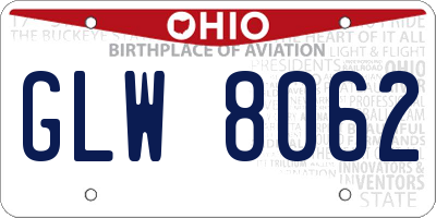 OH license plate GLW8062