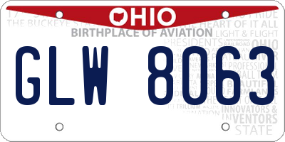 OH license plate GLW8063