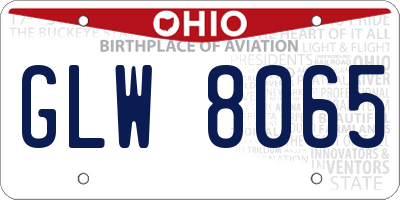 OH license plate GLW8065