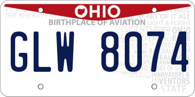 OH license plate GLW8074