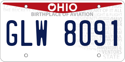 OH license plate GLW8091