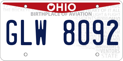 OH license plate GLW8092