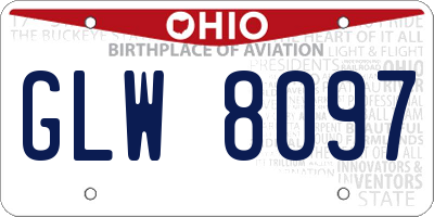 OH license plate GLW8097