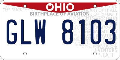 OH license plate GLW8103