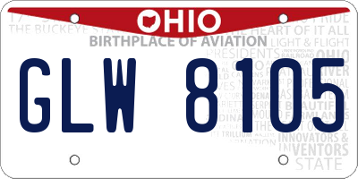 OH license plate GLW8105