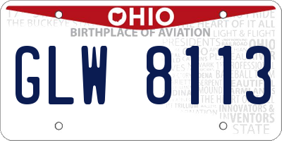 OH license plate GLW8113