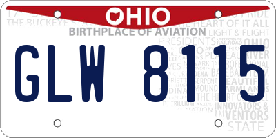 OH license plate GLW8115