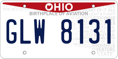 OH license plate GLW8131