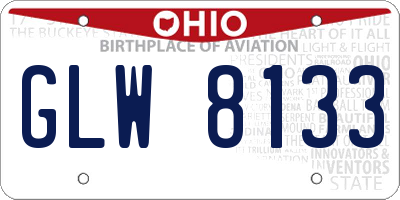 OH license plate GLW8133