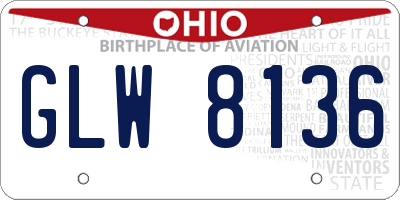 OH license plate GLW8136