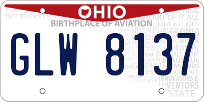 OH license plate GLW8137