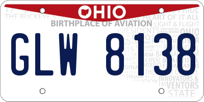 OH license plate GLW8138