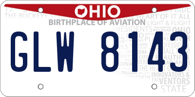 OH license plate GLW8143