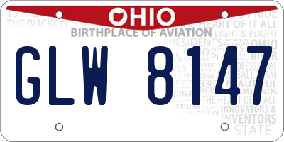OH license plate GLW8147