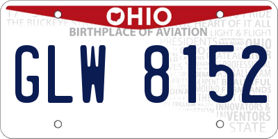 OH license plate GLW8152