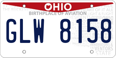 OH license plate GLW8158