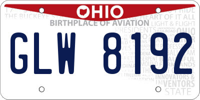 OH license plate GLW8192