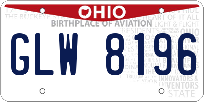 OH license plate GLW8196