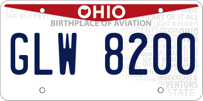 OH license plate GLW8200