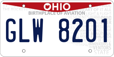 OH license plate GLW8201
