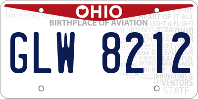 OH license plate GLW8212