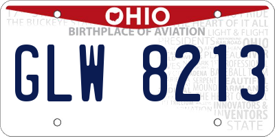 OH license plate GLW8213