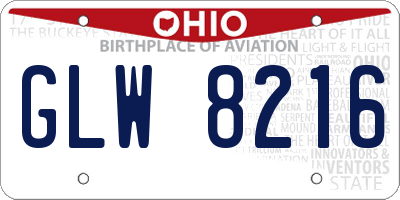 OH license plate GLW8216