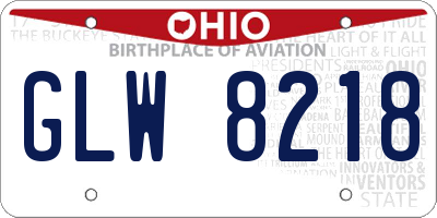 OH license plate GLW8218