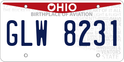OH license plate GLW8231