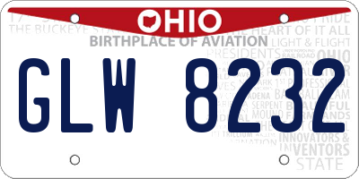 OH license plate GLW8232