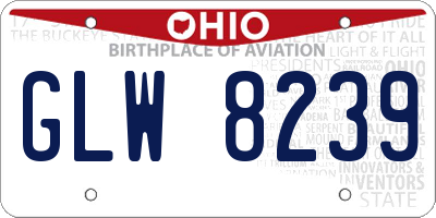 OH license plate GLW8239