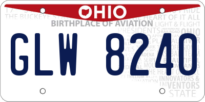 OH license plate GLW8240