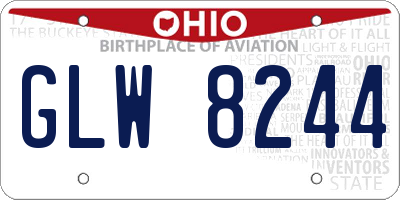 OH license plate GLW8244