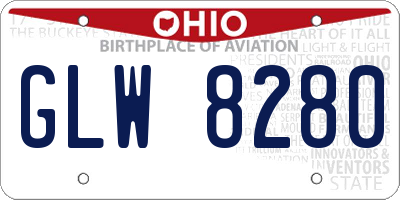 OH license plate GLW8280