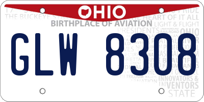OH license plate GLW8308