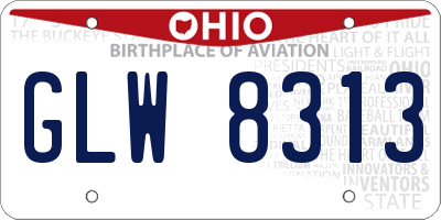 OH license plate GLW8313