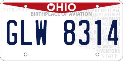 OH license plate GLW8314