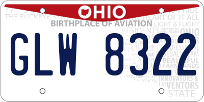 OH license plate GLW8322