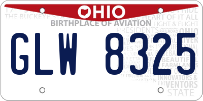 OH license plate GLW8325