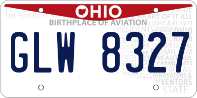 OH license plate GLW8327