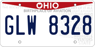 OH license plate GLW8328