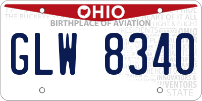 OH license plate GLW8340