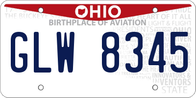 OH license plate GLW8345