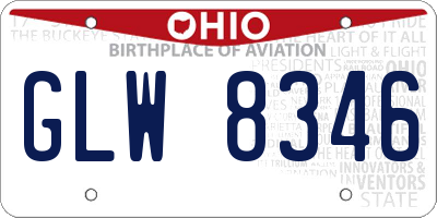 OH license plate GLW8346